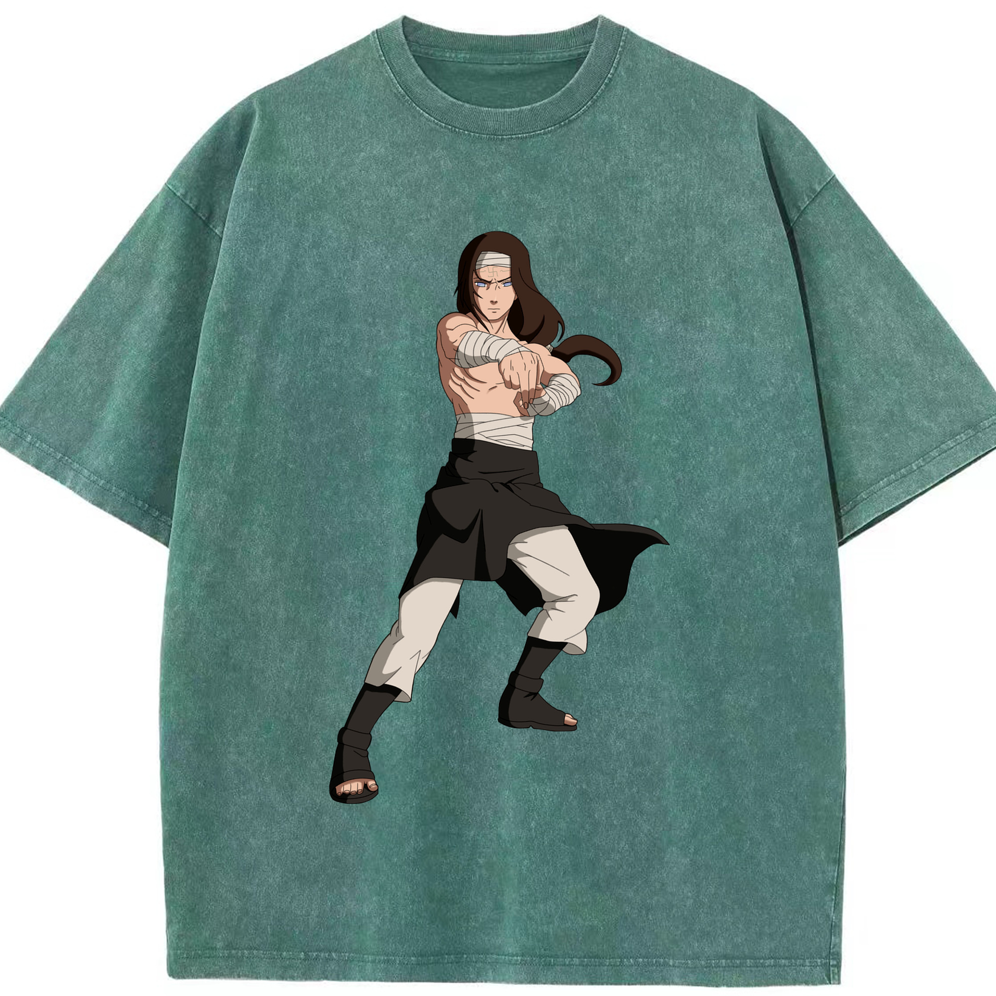 （画像用） NARUTO -ナルト- 日向ネジ Hyūga Neji 綿100% ヴィンテージ風 半袖Tシャツ（フロントプリント）